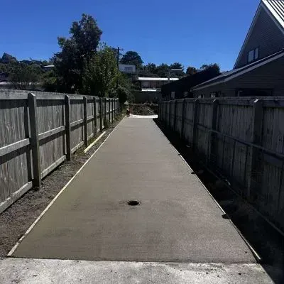 After: New 50m x 3m concrete driveway with broom finish, Brighton