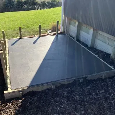 Before: Excavated and boxed site for concrete pad, Kinmont Park, Dunedin