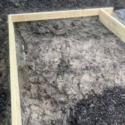 Before: Excavated and boxed site for concrete pad, Kinmont Park, Dunedin