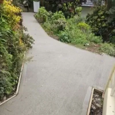 After: New concrete path with broom finish and neat edging, Port Chalmers
