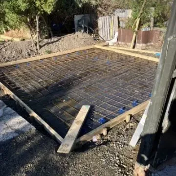 Before: Concrete shed slab construction, 10 metre square, Ravensbourne, Dunedin.