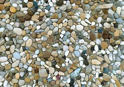 Detailed view of decorative exposed aggregate concrete, Dunners Concrete, Dunedin.