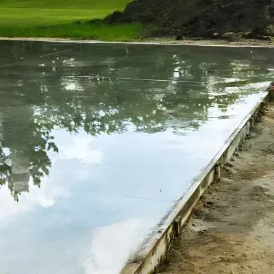 Concrete slab for a garage foundation in North Dunedin, by Dunners Concrete.