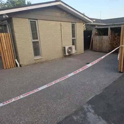 After: Exposed aggregate concrete driveway completed with non-slip finish, Abbotsford
