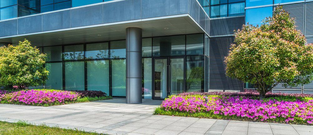 Business Office Landscape Entrance — Lawn Services in Maryland, West Virginia, Pennsylvania
