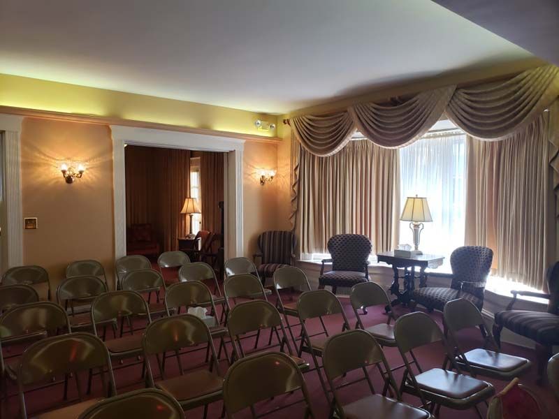 Several photos of exterior and interior of Tredway Funeral Home in Norwood, OH