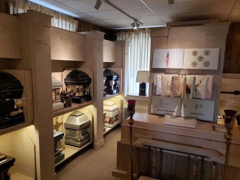 Several photos of exterior and interior of Tredway Funeral Home in Norwood, OH