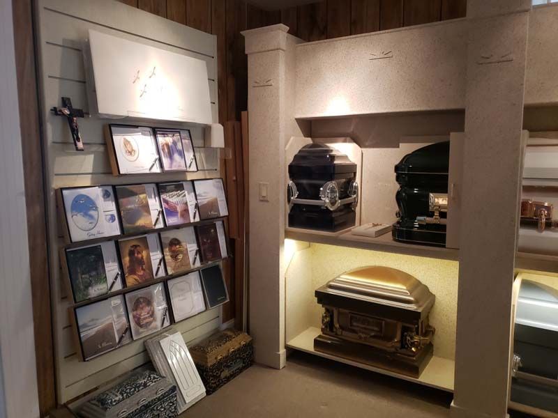 Several photos of exterior and interior of Tredway Funeral Home in Norwood, OH