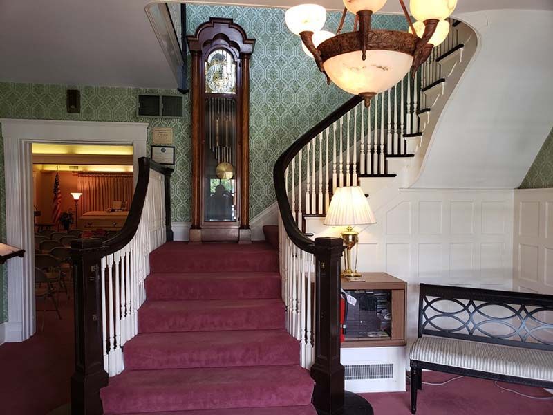 Several photos of exterior and interior of Tredway Funeral Home in Norwood, OH