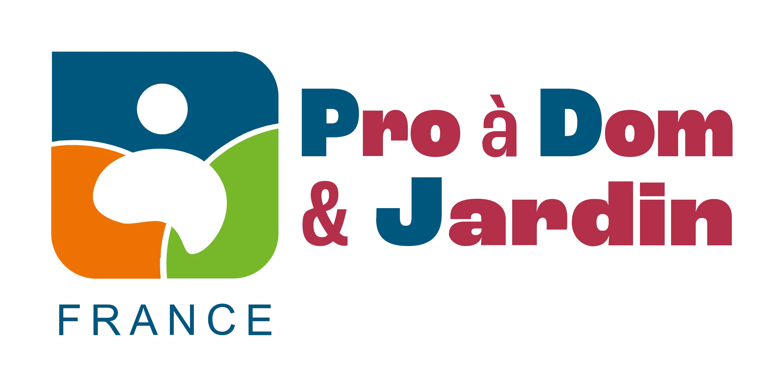 Un logo coloré pour pro a dom & jardin france