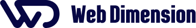 Un logo bleu pour la dimension Web avec un fond blanc