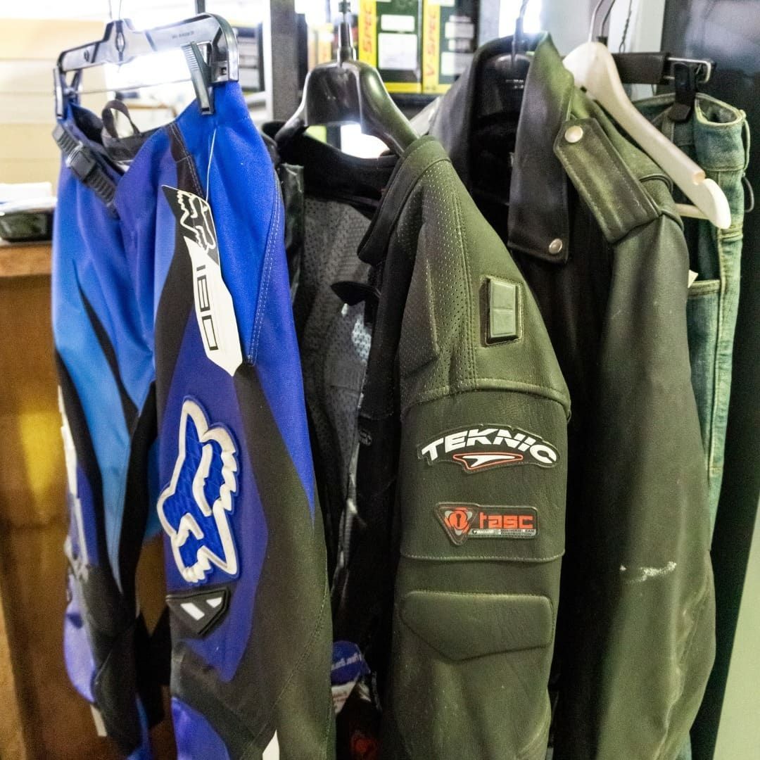A Row Of Jackets With One That Says Fox On It — Coastal Farm & Motorcycles In Innisfail, QLD