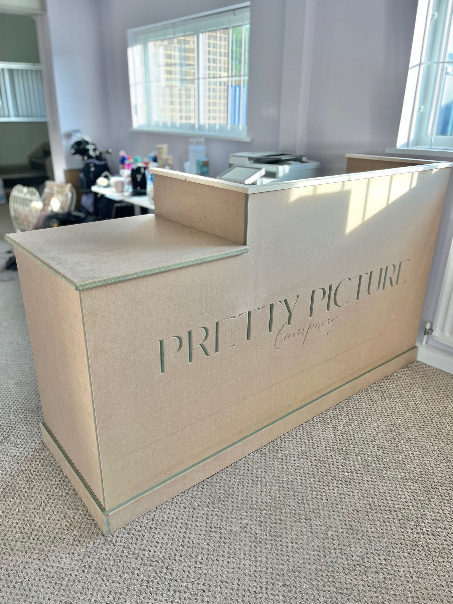 CNC cut reception desks