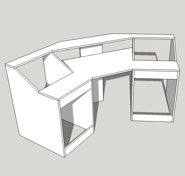 CAD drawing of recording studio desk