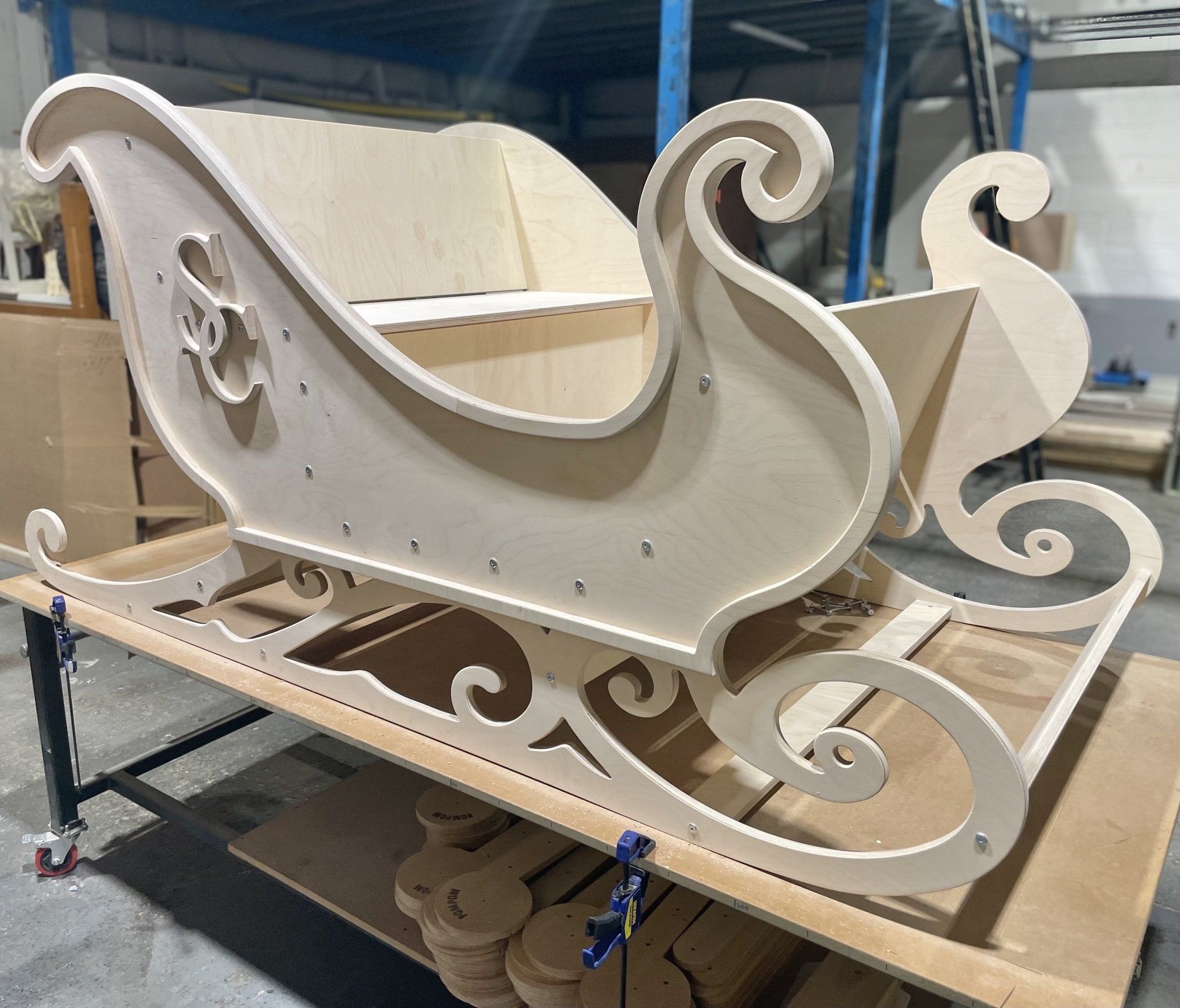 birch ply santa sleigh