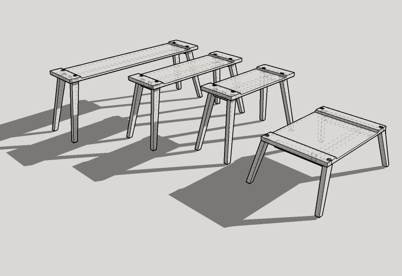 Oak Stool Benches CAD Design