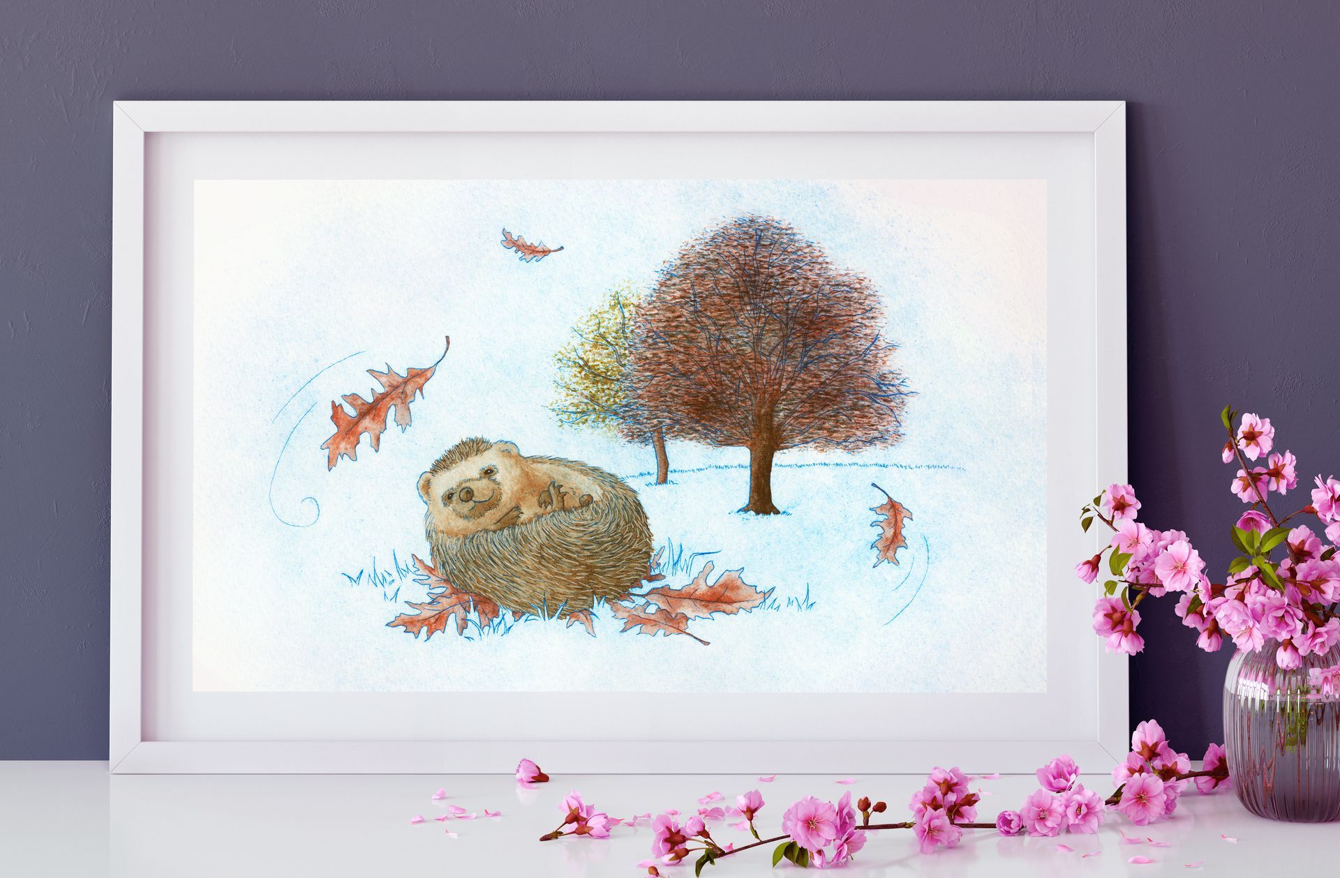Autumn Breeze Hedgehog Fine Art Print