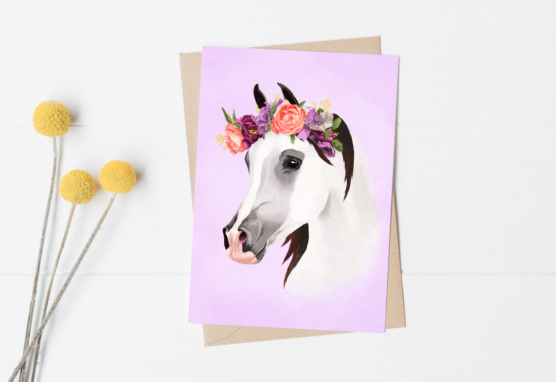 Flower Crown Horse Greeting Cards