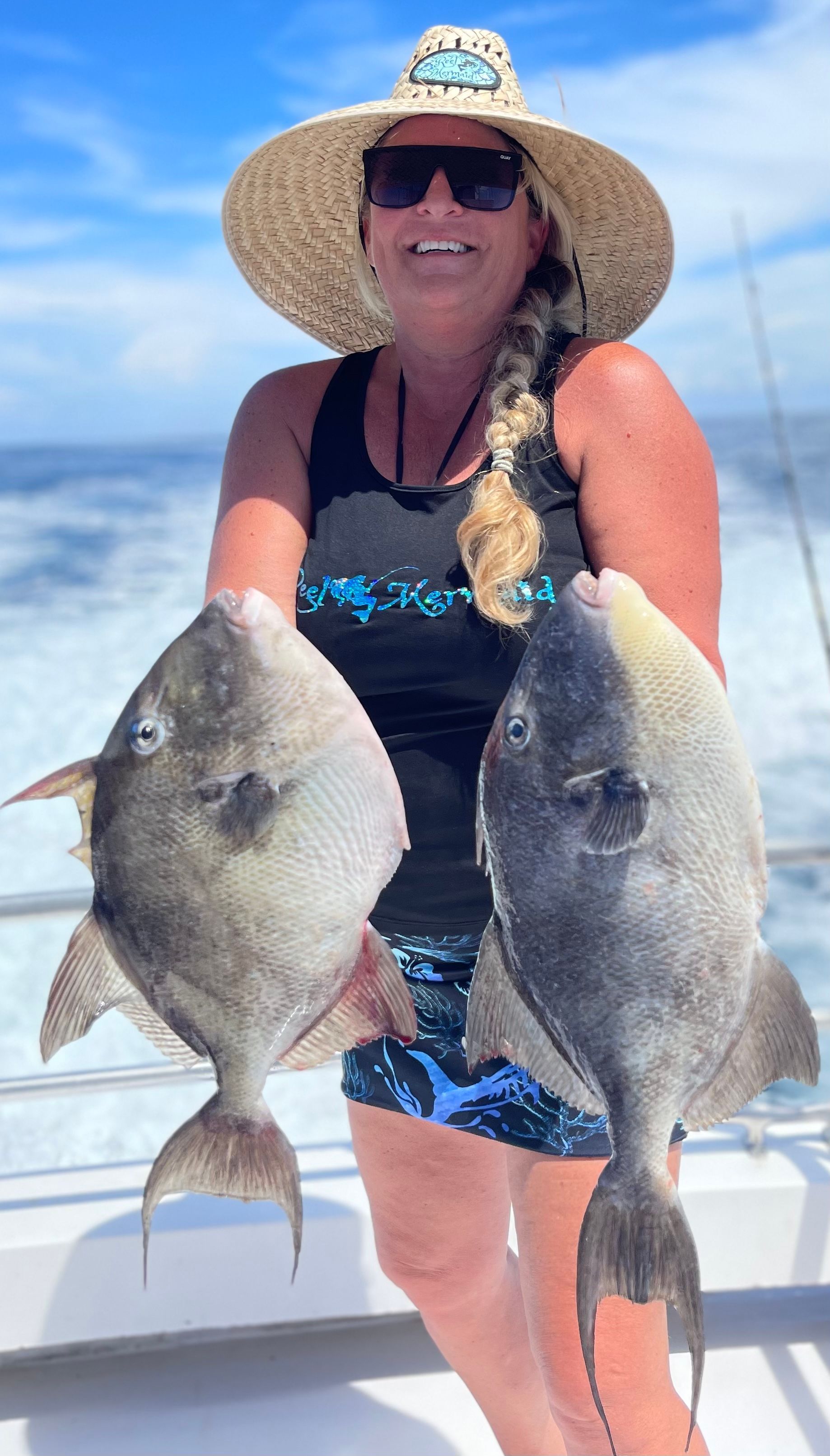 Woman Caught a Two Big Fish