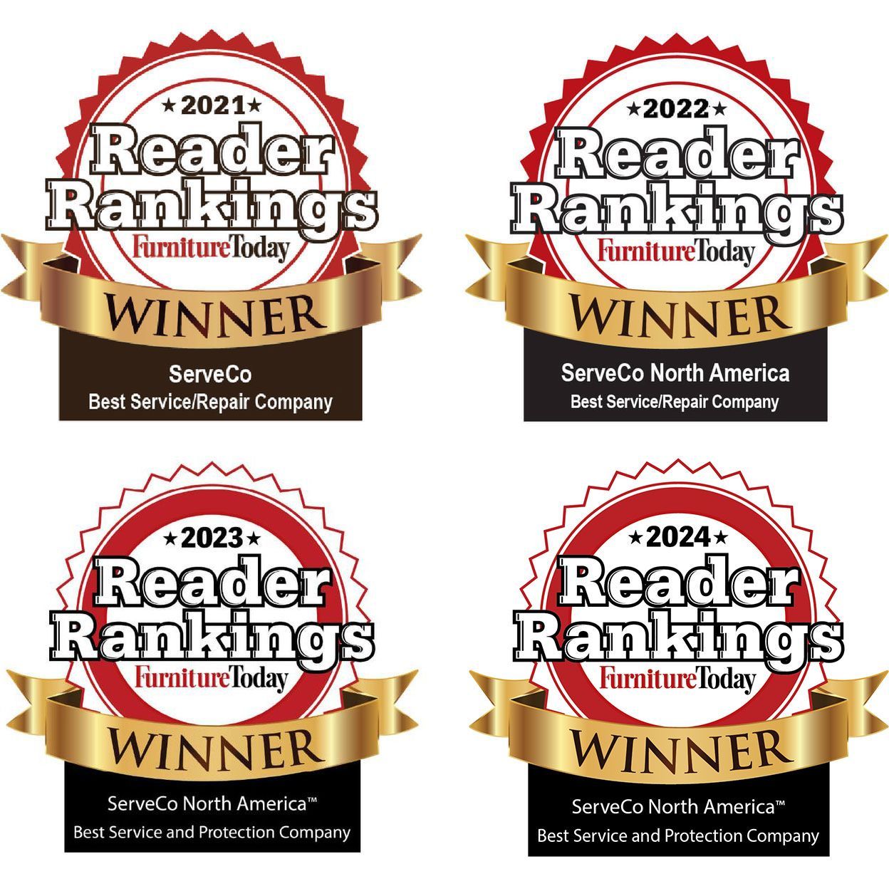 A set of four logos for the reader rankings winners.