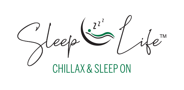 A logo for a company called sleep life that says chillax and sleep on.