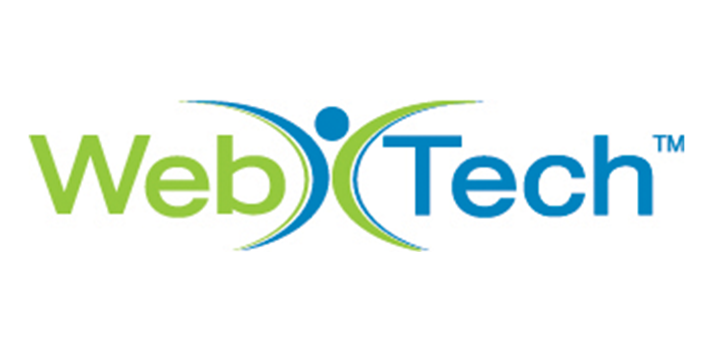 A blue and green logo for web tech tm