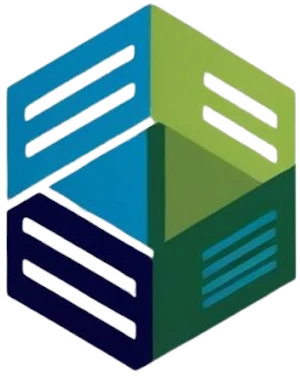 Esagono con quattro quadranti collegati. Ogni quadrante contiene tre linee orizzontali. I quadranti sono blu, verde e verde acqua scuro.