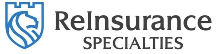 The reinsurance specialties logo has a blue shield on it.