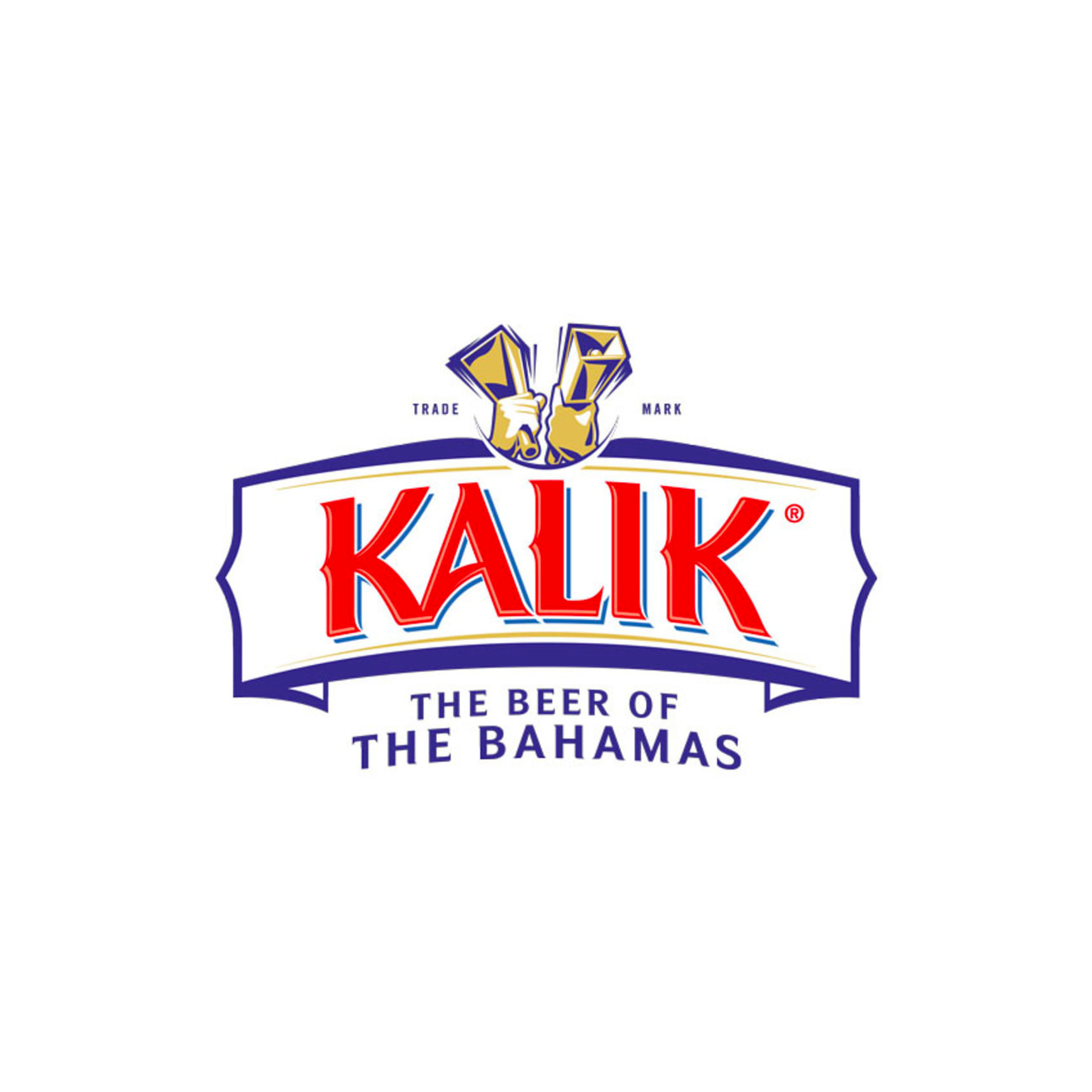 The kalik beer of the bahamas logo is on a white background.