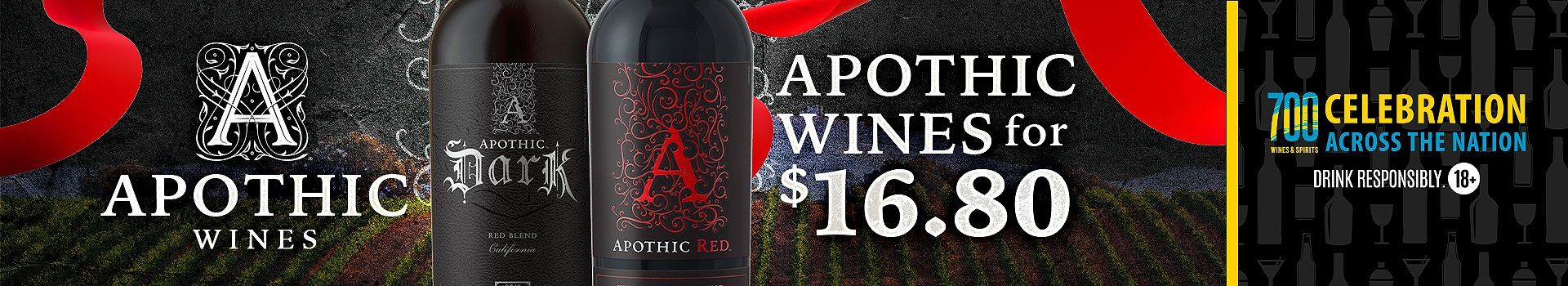 A bottle of apothic wines for 16.80 dollars