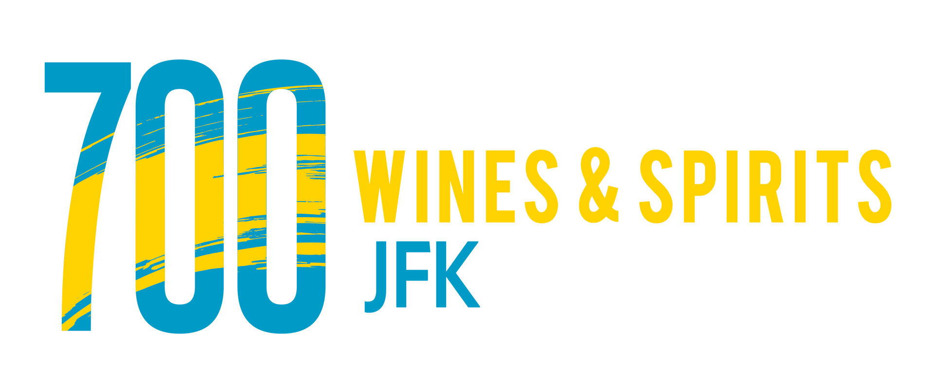A blue and yellow logo for 700 wines and spirits