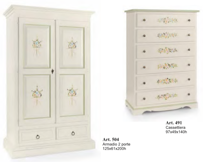 armadio a due ante e cassettiera