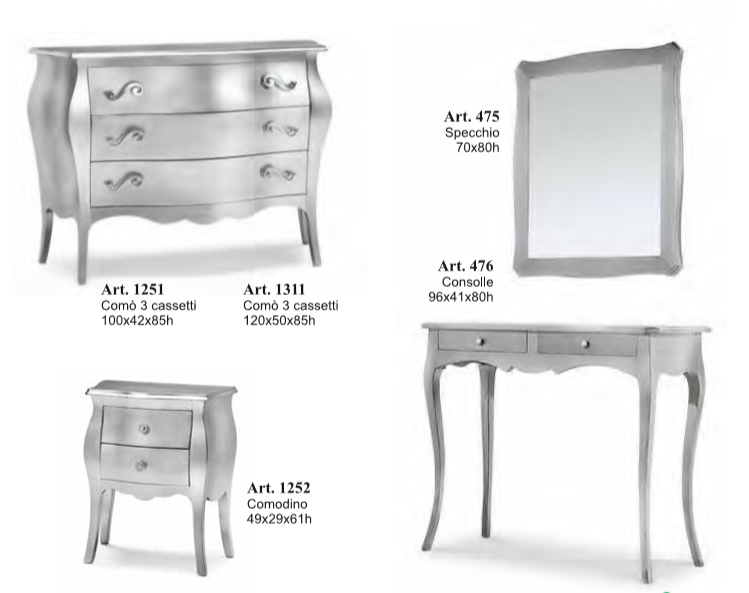 arredi color argento per camera da letto