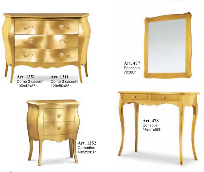 arredi dorati per camera da letto