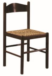 sedia in legno con sedile in paglia