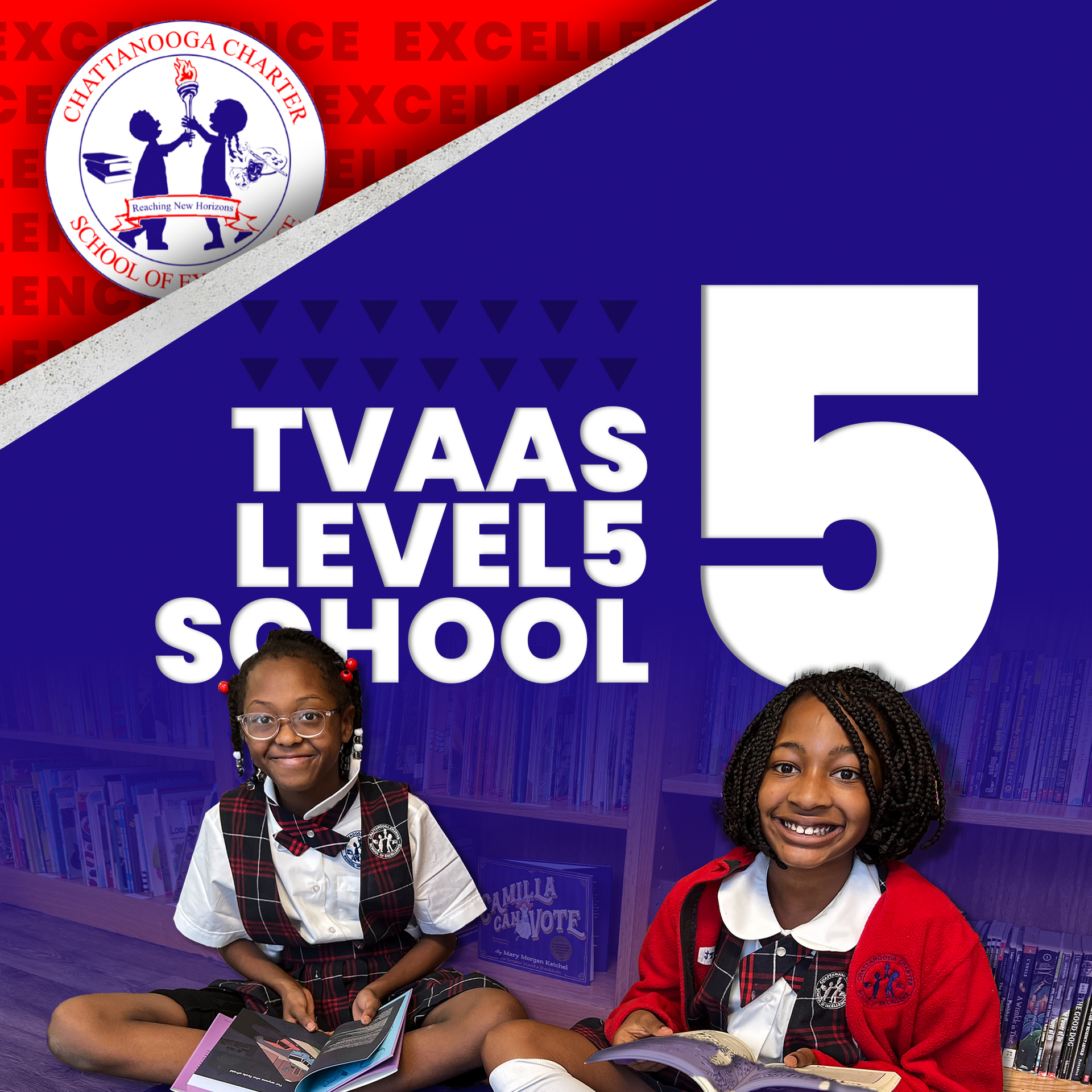 Chattanooga Charter School of Excellence TVAAS Level 5 School Banner