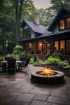 rustic patio with firepit