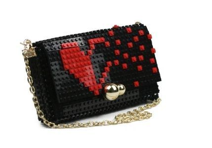 borse ,  bag and block, lego ,  fatti  a mano  ,  decoro  CUORE
