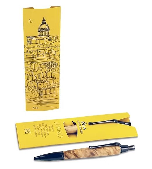 penna sygla  , in legno  di  ulivo , modello  Luciano , fatto a mano in sicilia