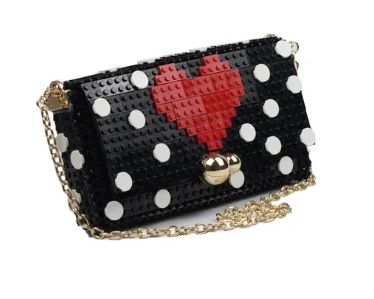 borse ,  bag and block, lego ,  fatti  a mano  ,  decoro  cuore e  pois