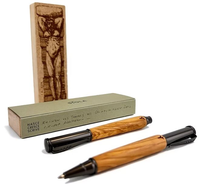 penna sygla  , in legno  di  ulivo , modello  telamone , fatto a mano in sicilia