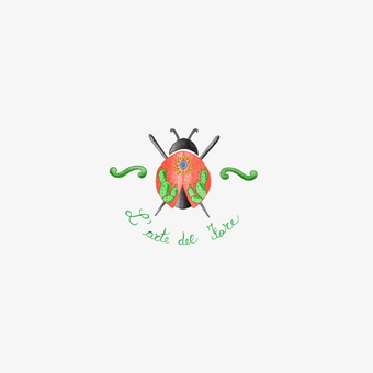Una coccinella è circondata da filo e dalle parole la rete del filato