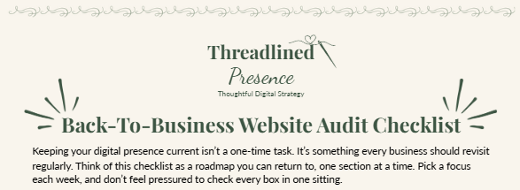 Preview of digital strategy checklist that suggests using the checklist as a roadmap to return to, one section at a time.