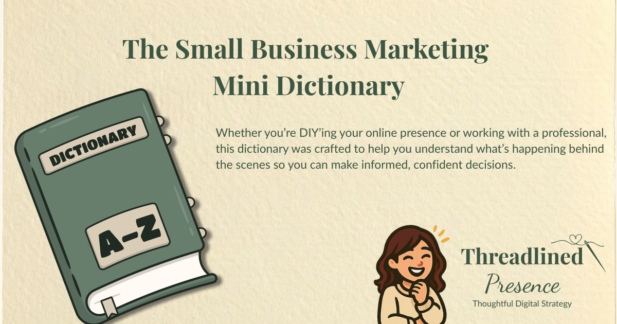 Mini dictionary cover and smiling woman next to the logo 