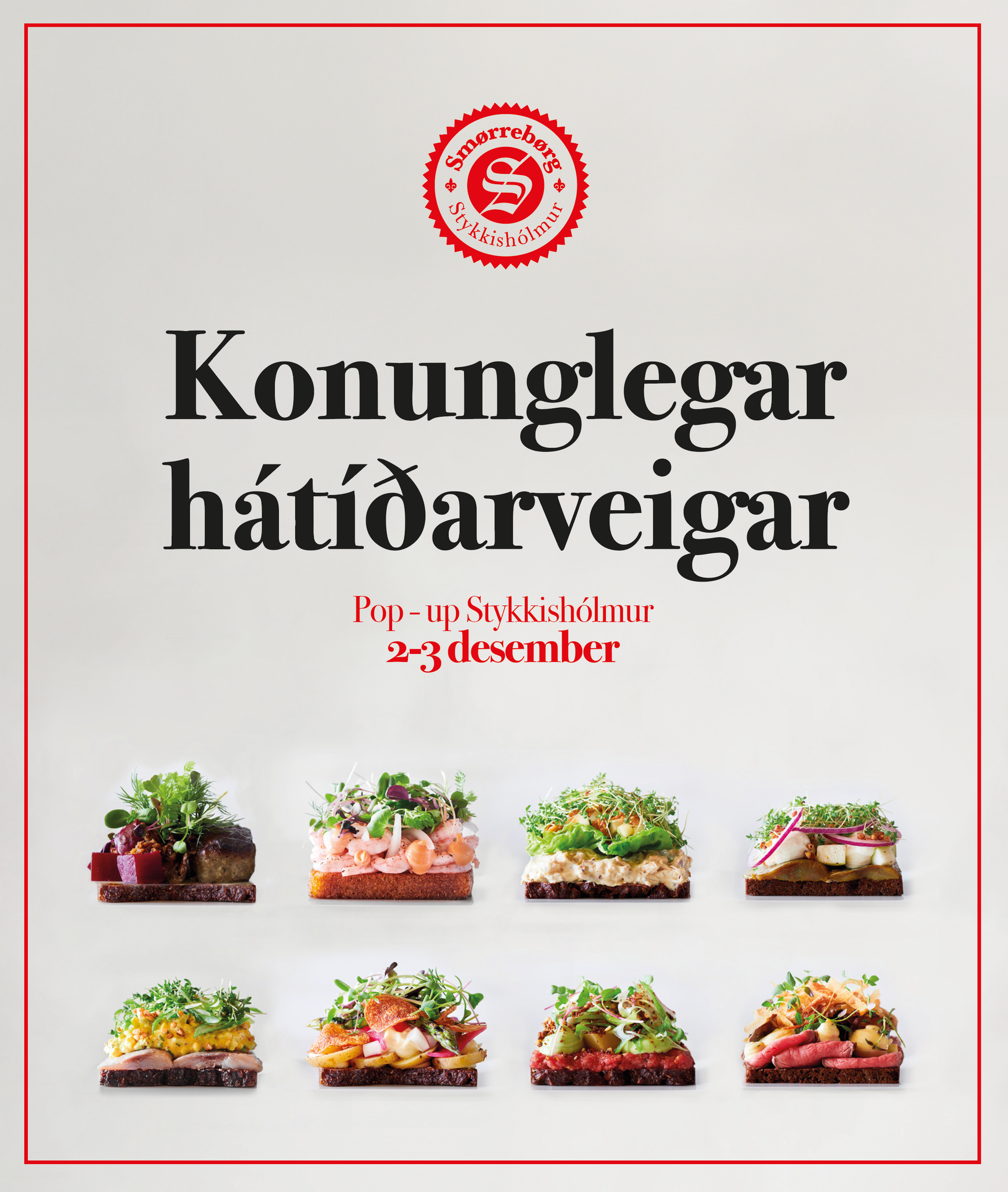 A poster with a picture of food and the words konungegar