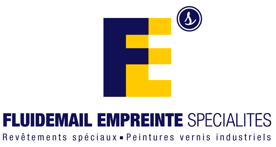 Un logo bleu et jaune pour les spécialités fluidemail empreinte