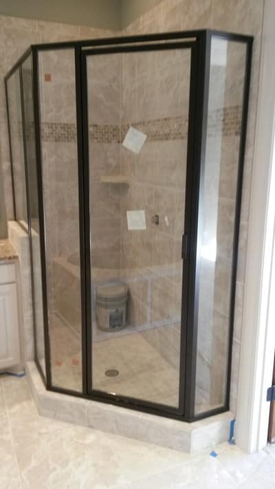 Broken Glass Repair— Oil Rubbed Bronze Clear Neo-Angle Door in Jackson,MS