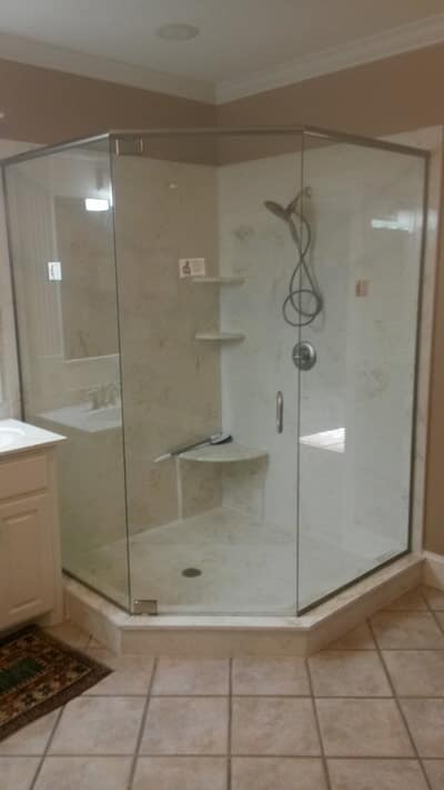 Custom Mirrors — Opened Shower Door in Jackson,MS