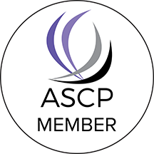ASCP skincare professional membership badge on My Skin Esthetics homepage in Albuquerque.
