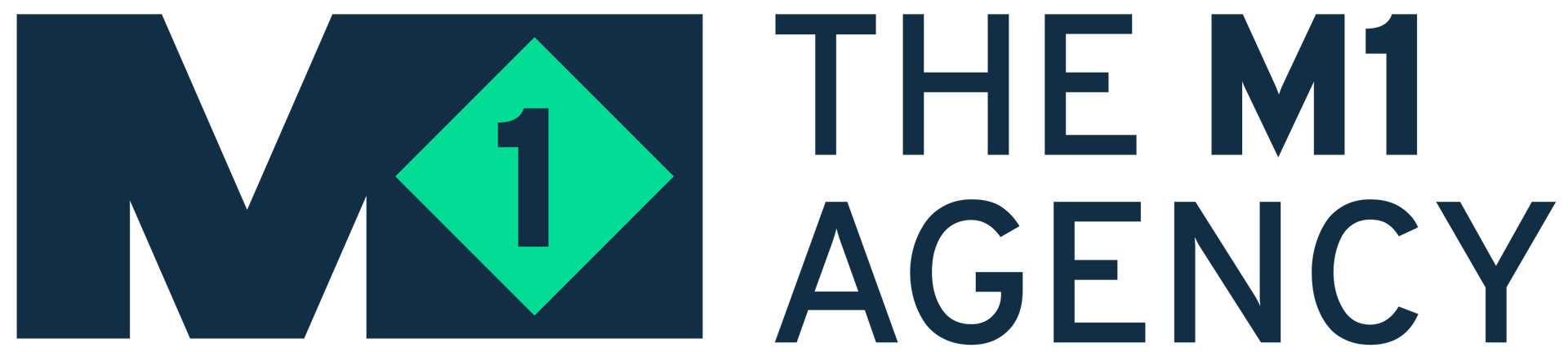 The M1 Agency logo with blue and teal text and a teal diamond containing &ldquo;1&rdquo;